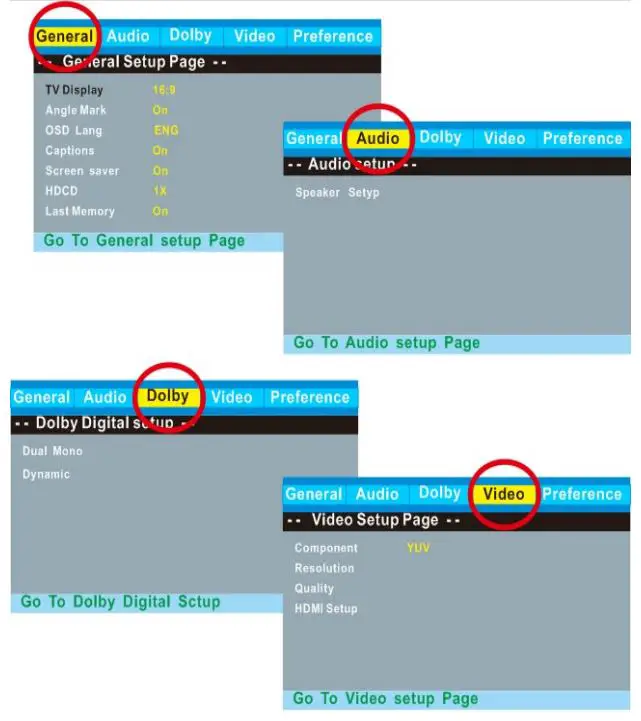 LASER Dvd Player Hdmi Usb - SYSTEM SETTINGS (LAYOUT)