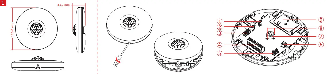 HIKVISION DS PDCL12DT EG2 Wired Dual Tech Ceiling Detector - parts 1