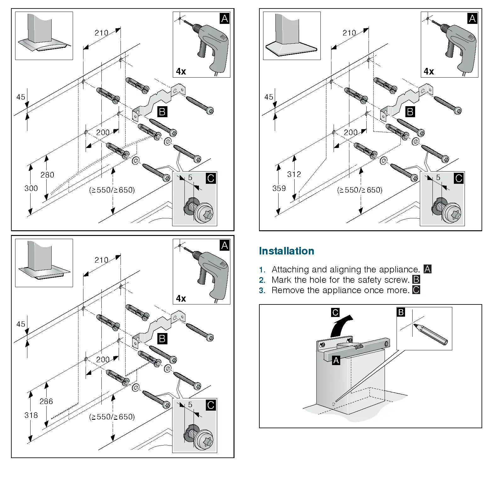 Finishing installation of the appliance