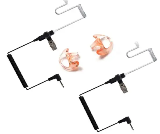 HYS 3.5mm Police Listen Only Acoustic Tube Earpiece with One Pair Medium Earmolds for Speaker Mics-IMAGE.