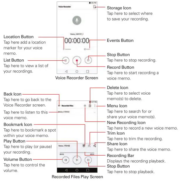 LG K20 Verizon Smartphone - Record a voice memo