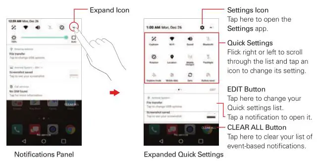 LG K20 Verizon Smartphone - To open the Notifications panel