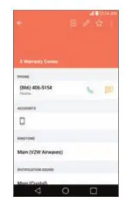 LG K20 Verizon Smartphone - To view details about a contact