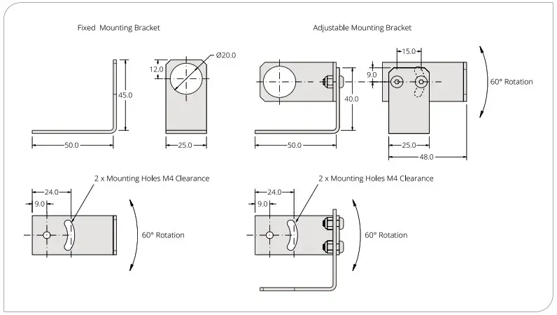 JETEC ExTempMini Series Infrared Temperature Sensor - MOUNTING BRACKETS