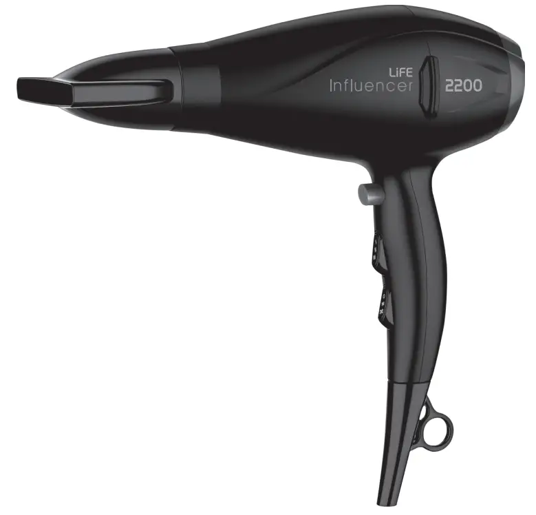 LiFE 221 0196 Influencer Hair Dryer with 2200W AC Motor and Ion Function