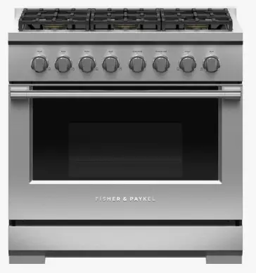 FISHER PAYKEL RGV3-366-L Gas 36 Inch Range 6 Burners LPG