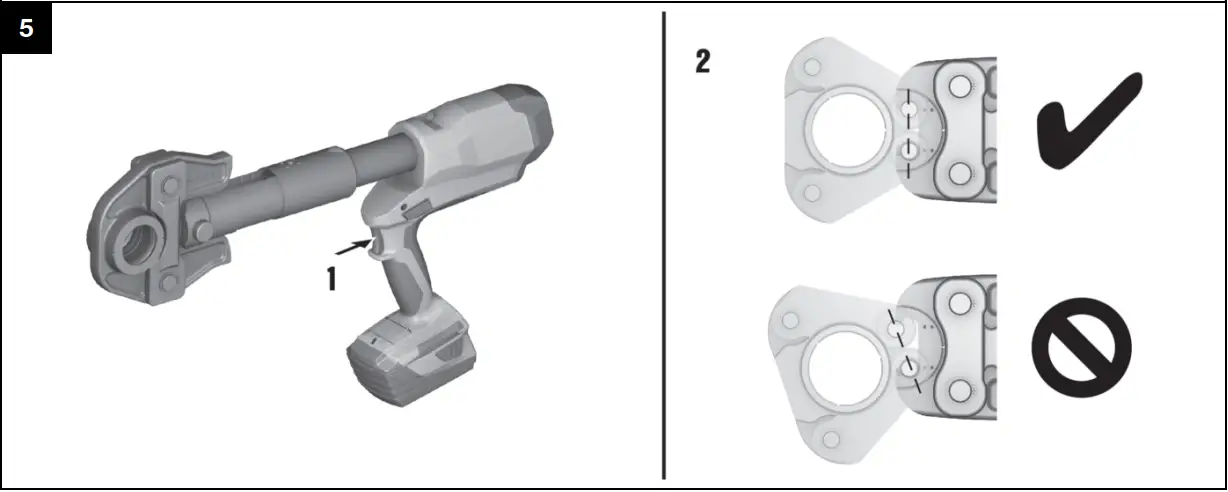 NPR 032 PE-A22 Cordless Hydraulic Pipe Press Tools Use illustration
