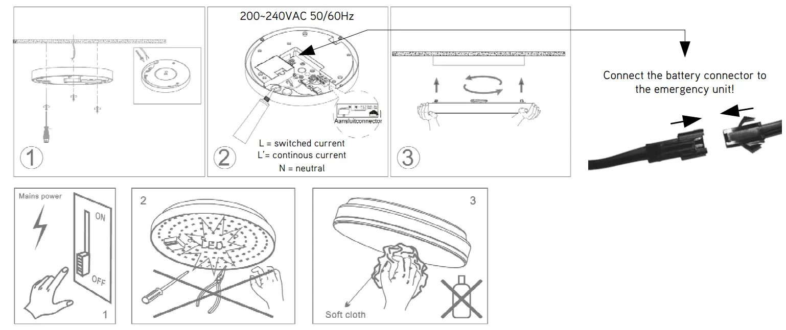 integratech DISC103BEME Disc Emergency Ceiling Light - fig 1