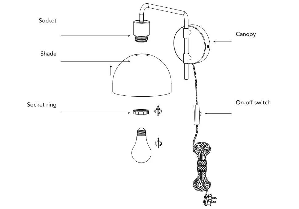 Globe Electric 65548 1-Light Matte White Plug-In or Hardwire Wall Sconce with Antique Brass Accent - 5