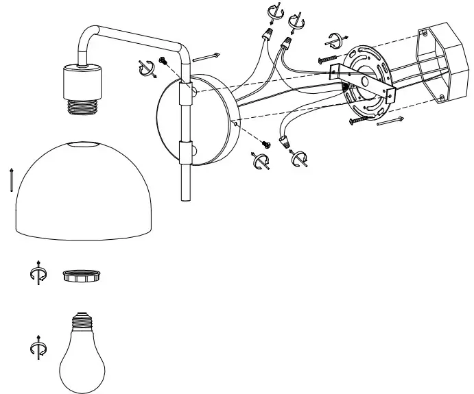 Globe Electric 65548 1-Light Matte White Plug-In or Hardwire Wall Sconce with Antique Brass Accent - 8