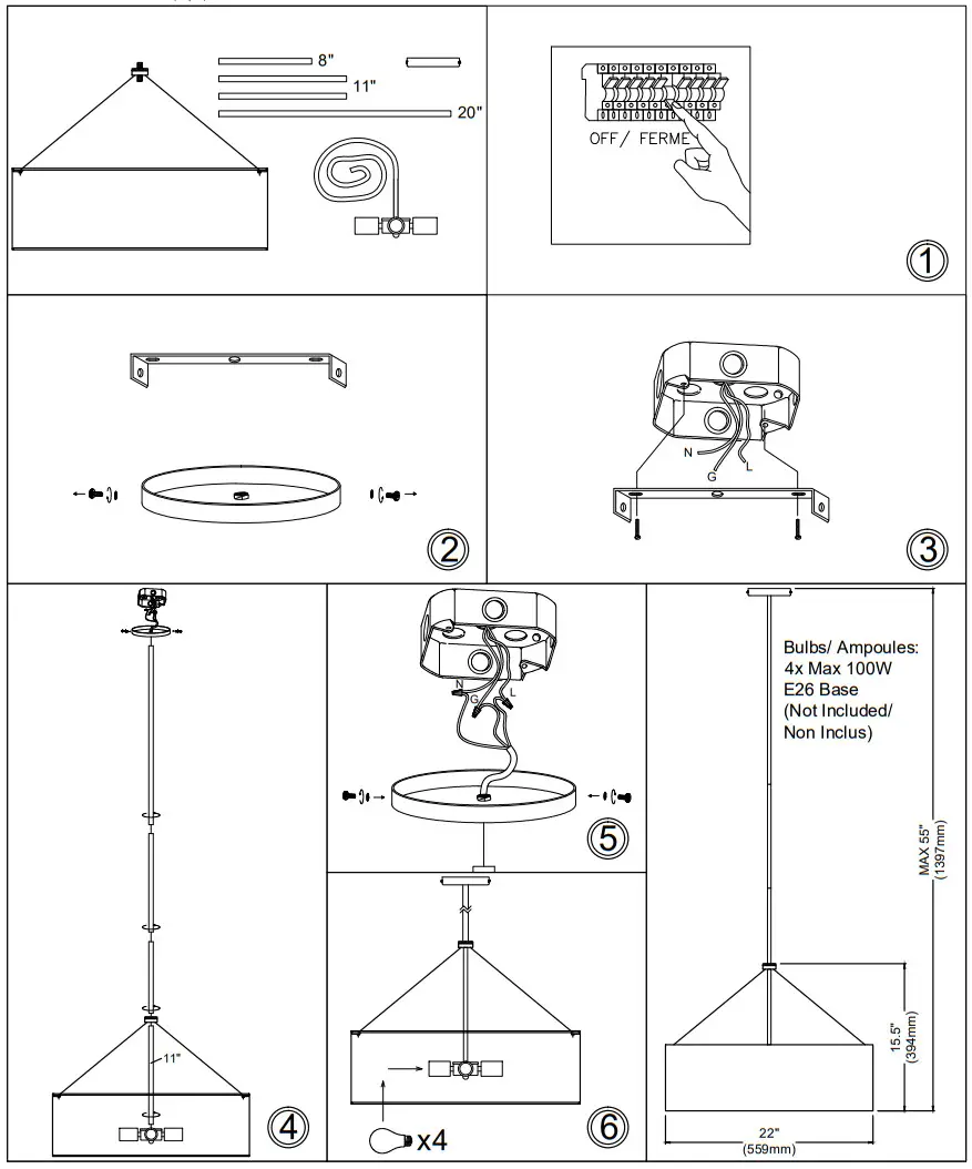 Dainolite PLV 224C Pallavi 4 Light Black Modern Contemporary Drum Pendant Light - Figure
