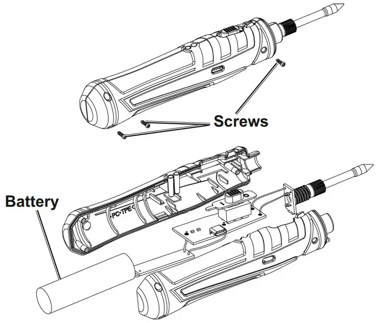 Schneider 58742 4V Cordless Soldering Pen - Battery Removal