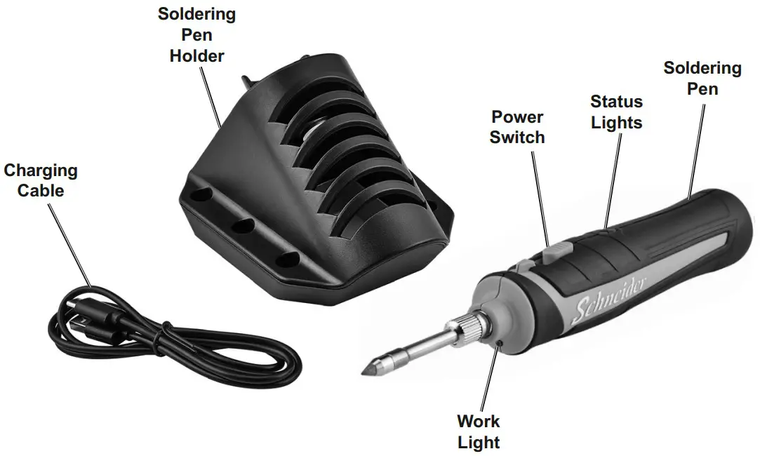 Schneider 58742 4V Cordless Soldering Pen - Components and Controls