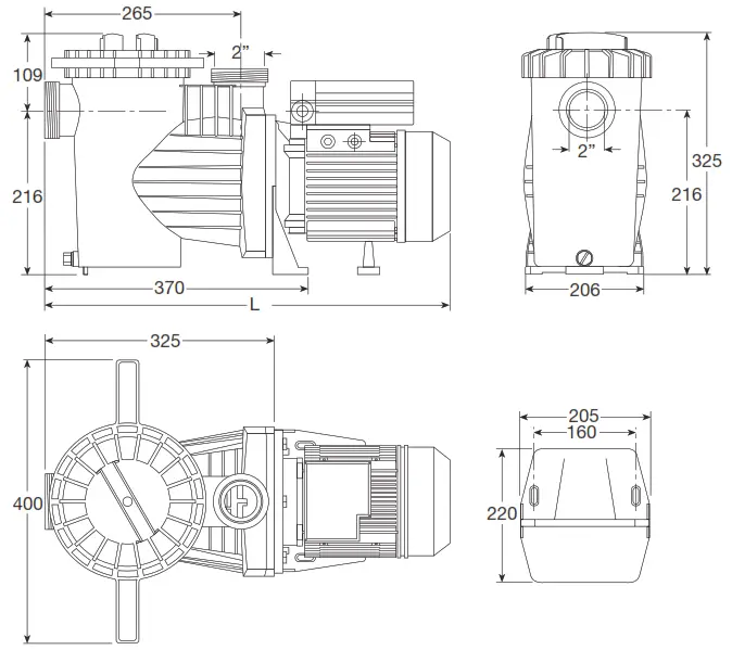saci pumps OPTIMA Swimming Pool Pump and Filter - DIMENSIONS1