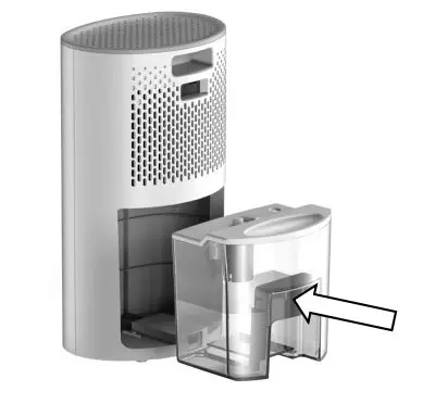 anko Mini Dehumidifier EPI608J - Fit the Lid to the Water Collection Tank and slide into the back of the unit.