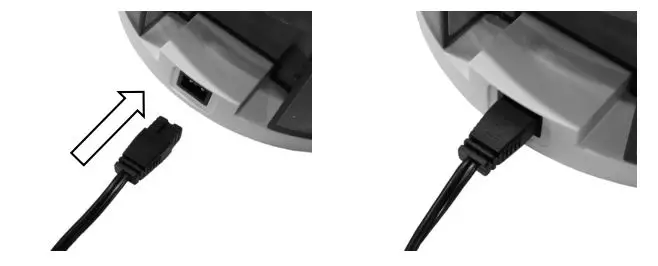 anko Mini Dehumidifier EPI608J - Plug the small (low voltage side) plug into the back of the dehumidifier and push in hard as shown