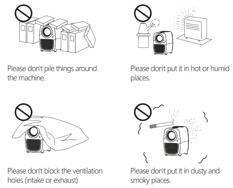 WayGoal X5M WiFi Movie Video Outdoor Projector- Importent Safety Considerations