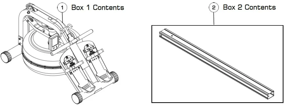 Fluid Rower Box Contents 1