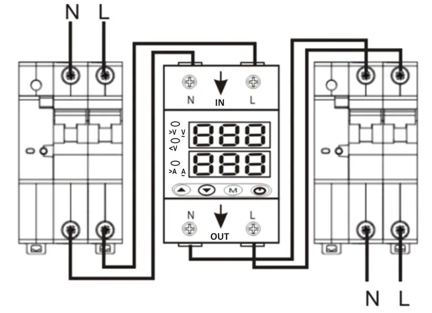 ELMARK AVP-63 Single-Phase Digital Voltage and Current Protector - WIRING DIAGRAM