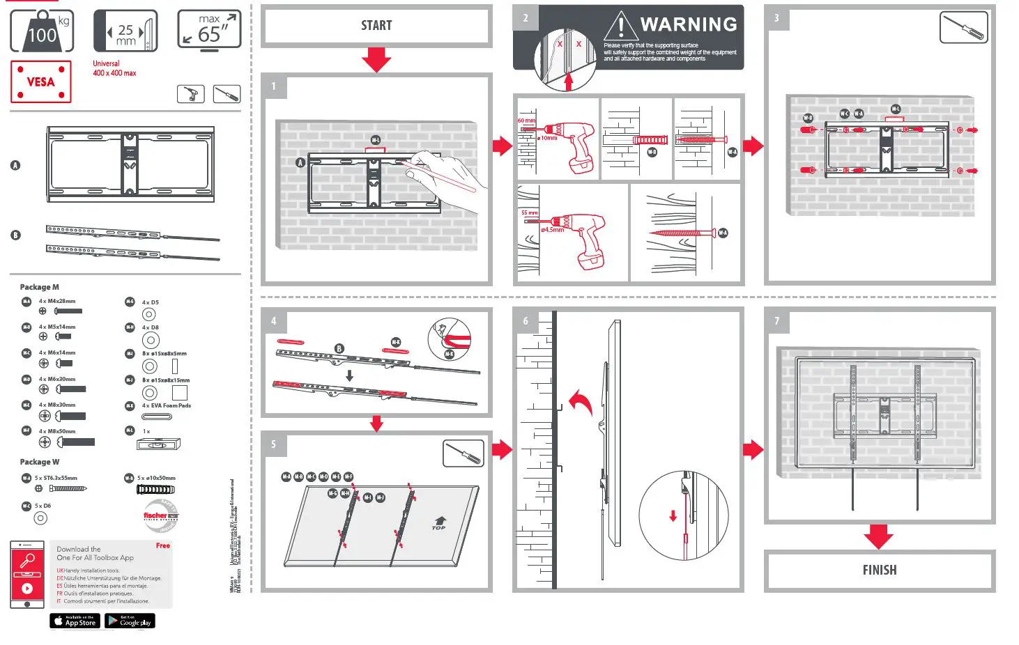 ONE-FOR-ALL-WM4419-Fixed-TV-Wall-Mount-Bracket-FIG1