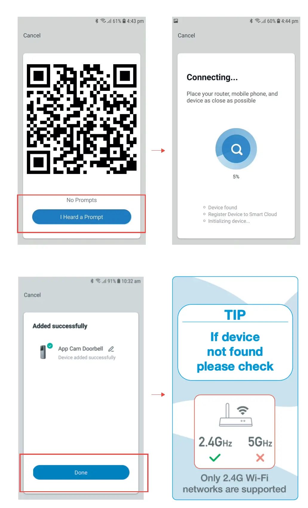 CONNECTING DOORBELL TO APP