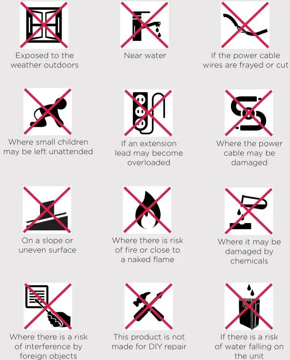 Dimplex Oil Free Column Heaters - Caution-Don'ts