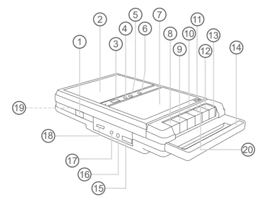 QFX RETRO-39-Shoebo-Tape-Recorder-with-USB-Player-Cassette-Player-Built-in-MicrophonQFX RETRO-39-Shoebo-Tape-Recorder-with-USB-Player-Cassette-Player-Built-in-Microphone-&-Speaker-fig-1e-&-Speaker-fig-1