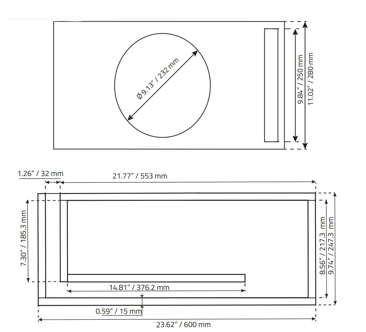 DS18 GEN-XX10.4DHE 10 Inch High Excursion Subwoofer Owner's Manual - Recommended Box Dimension