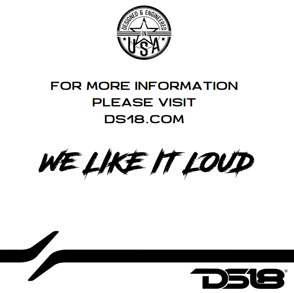 DS18 GEN-XX10.4DHE 10 Inch High Excursion Subwoofer Owner's Manual - Thank You Page