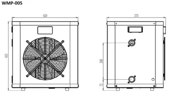 w eau WMP-003 Mini Power Heat Pump - . Dimension1