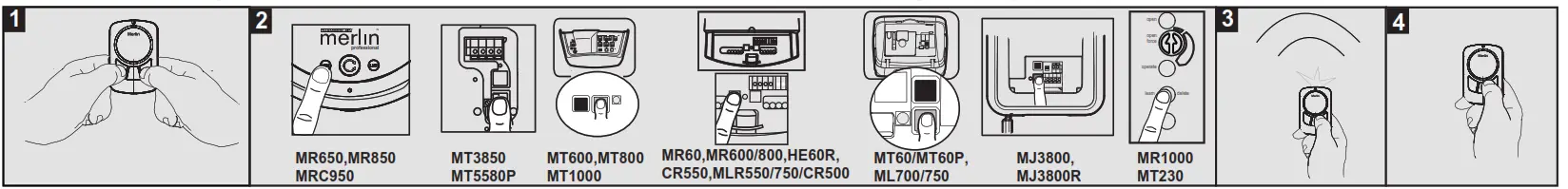 Merlin E148M Four Button Wireless Wall Mount Remote Control- fig 2