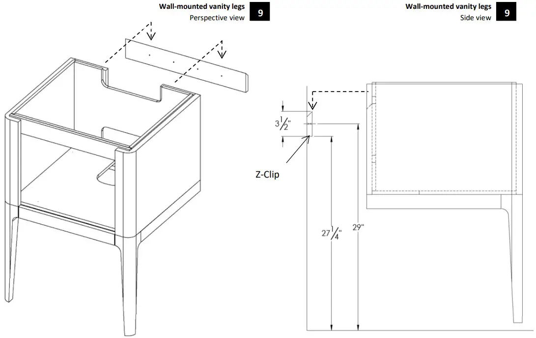 WETSTYLE EBHS60WML W12L28 Bauhaus Wall Mount Vanity Bottom - Figure 13