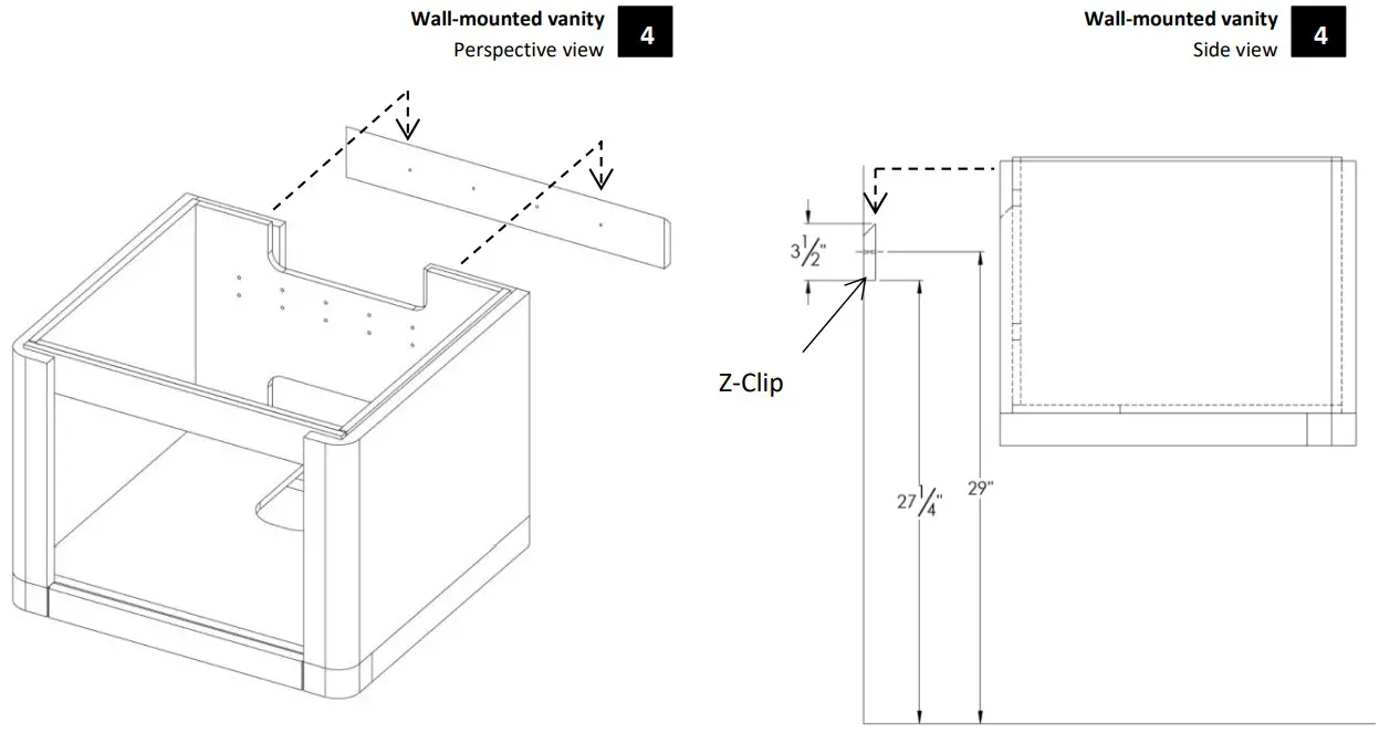 WETSTYLE EBHS60WML W12L28 Bauhaus Wall Mount Vanity Bottom - Figure 7