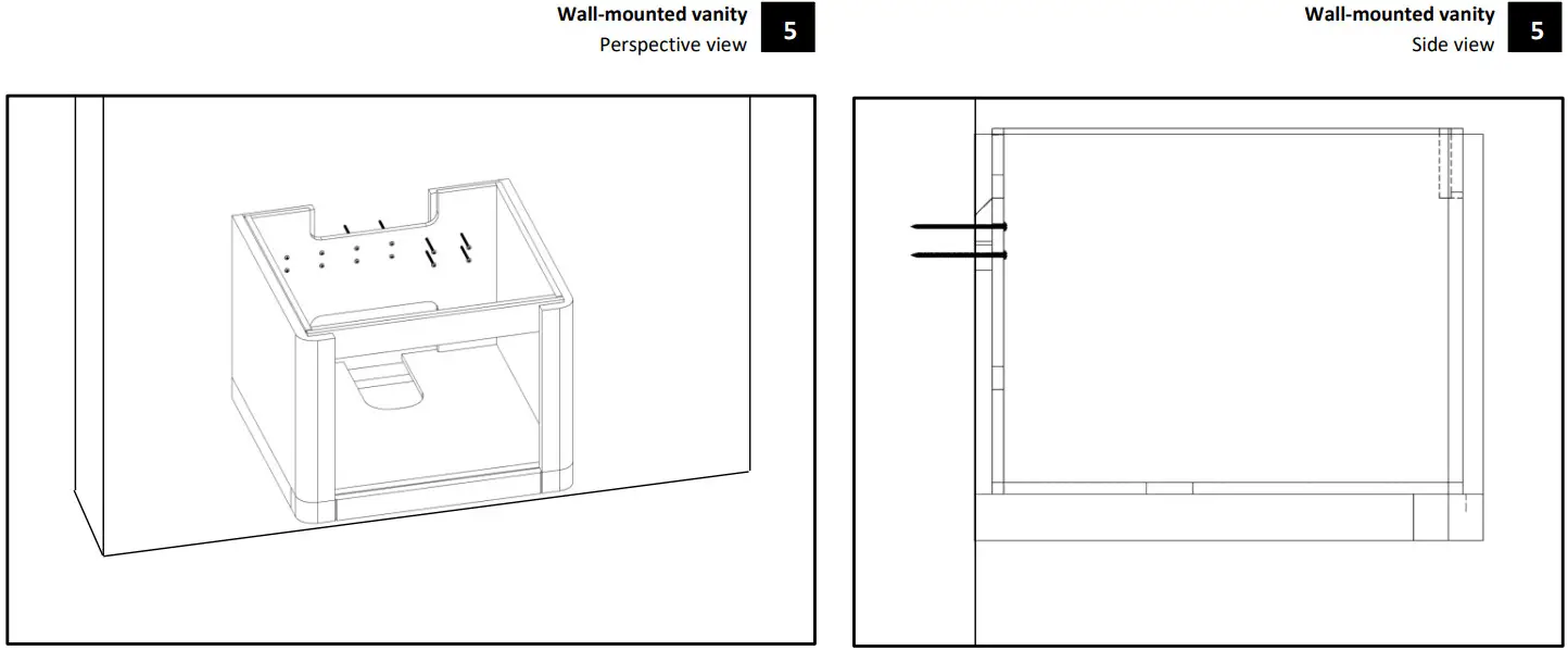 WETSTYLE EBHS60WML W12L28 Bauhaus Wall Mount Vanity Bottom - Figure 8
