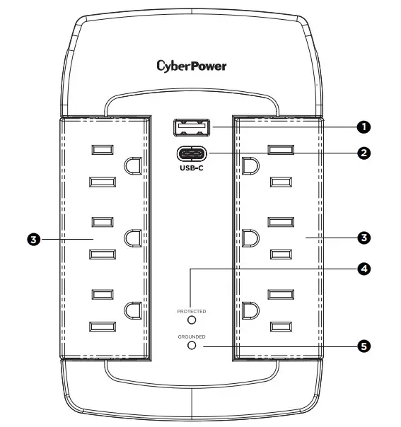 CyberPower P6WSUC 6 Outlet Surge Protector