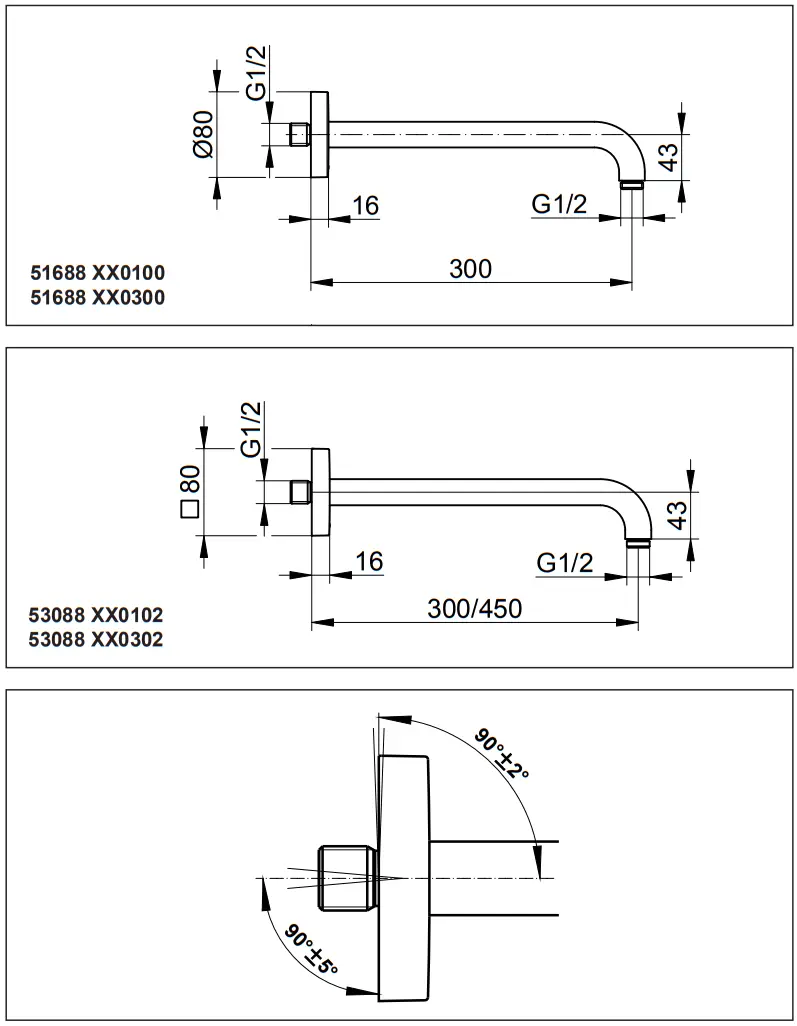 KEUCO 51688 Shower Arm - fig