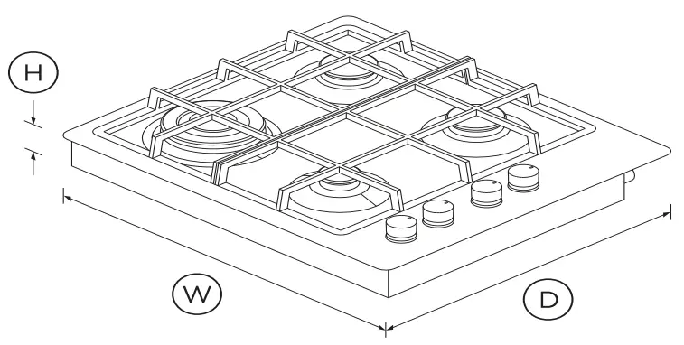 FISHER and PAYKEL CG604CNGX2 60cm Gas on Steel Cooktop - fig