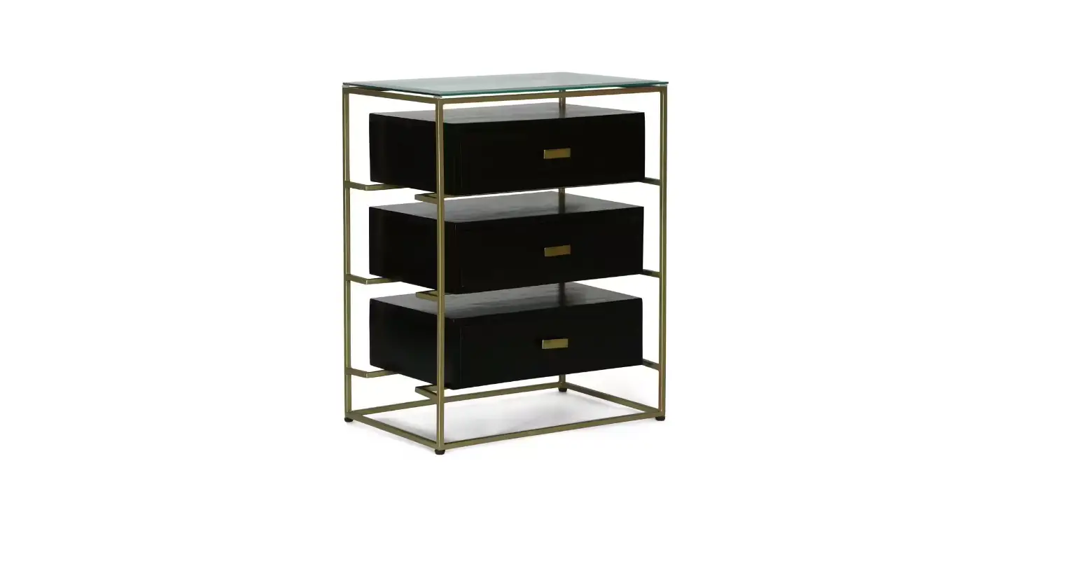 Noble House 105614 Barrett 3 Drawer Black And Brass Nightstand User Manual
