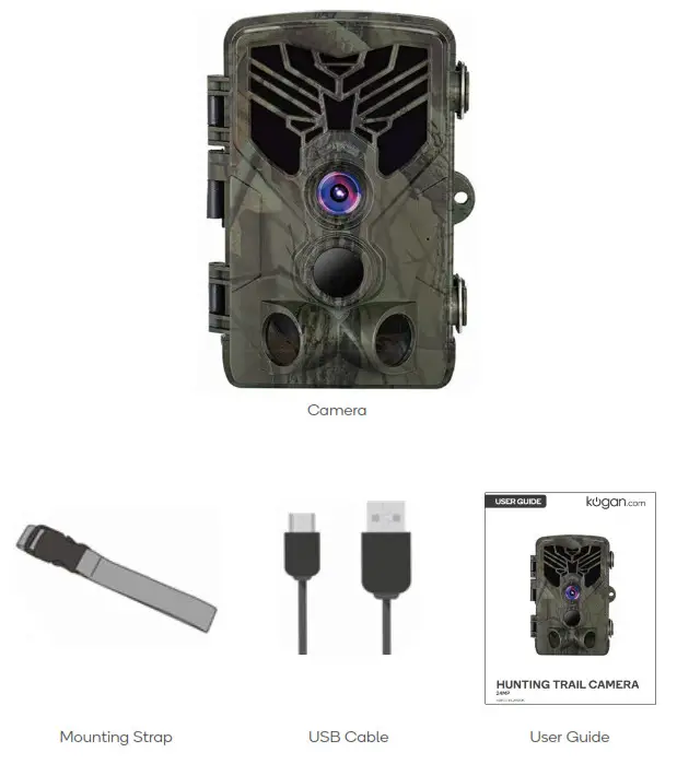 kogan KAHUTRCA810B Hunting Trail Camera- COMPONENTS