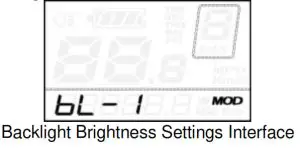 Key-Disp KD21C Electric Bike Display- Backlight Brightness