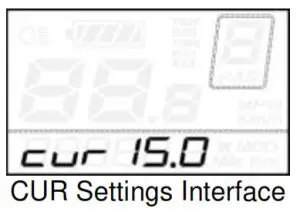 Key-Disp KD21C Electric Bike Display- CUR Settings