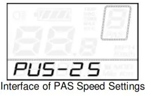 Key-Disp KD21C Electric Bike Display- PAS Speed Settings