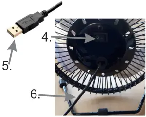 mesko MS 7322 15cm USB Desk Fan - figure 2