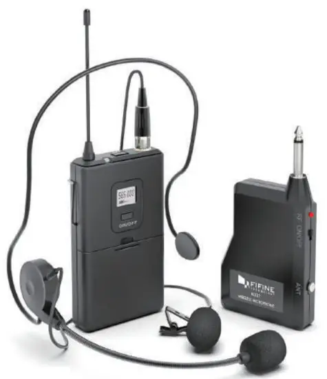 FIFINE TECHNOLOGY K037B Wireless Microphone System with Lapel Mic and Headset