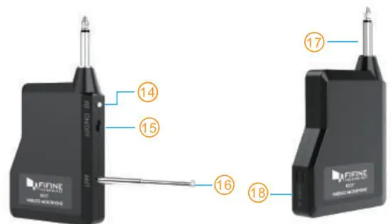 FIFINE TECHNOLOGY K037B Wireless Microphone System with Lapel Mic and Headset - Receiver