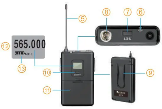 FIFINE TECHNOLOGY K037B Wireless Microphone System with Lapel Mic and Headset - Transmitter