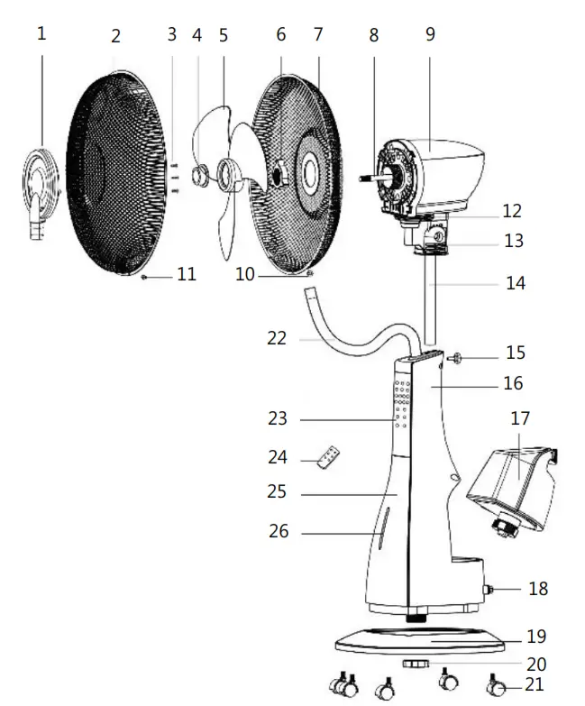 BRAND Mist Fan Instruction - Assembly instructions