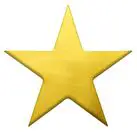 Isolated shot of gold star shape on white background