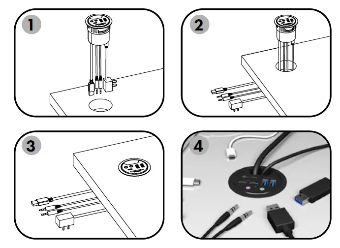 ICY BOX Handbuch IB-HUB1403B 4 Port USB 3.0 In-Desk Hub fig 3