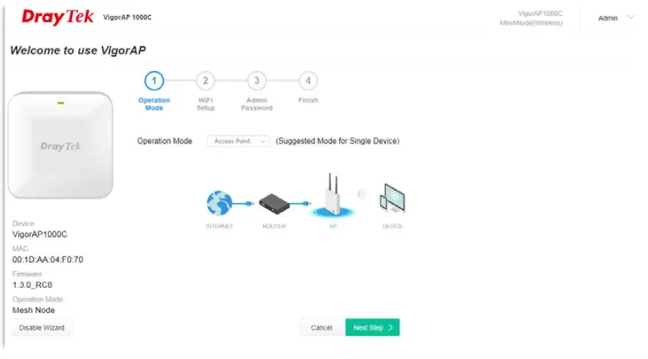 Draytek 920C VigorAP ac ceiling mount FIG 20